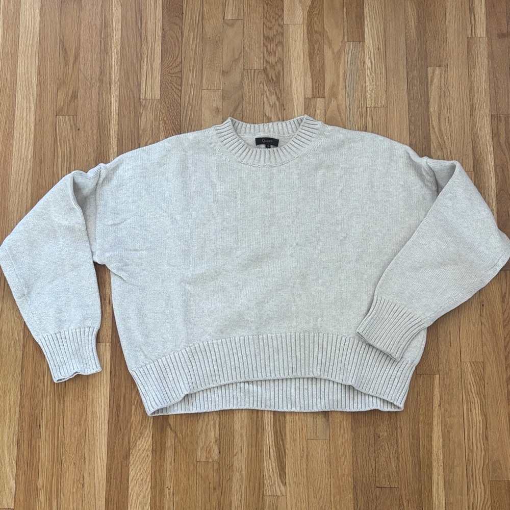 Quince 100% Organic Cotton Boyfriend Crew Sweater, size S